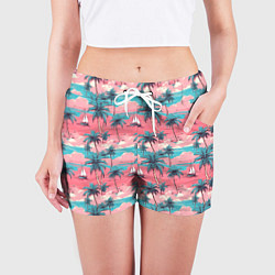 Шорты женские Летний закат на море паттерн-текстура, цвет: 3D-принт — фото 2