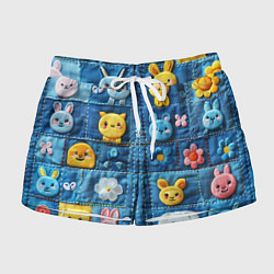 Шорты женские Зайчата на пэчворк, цвет: 3D-принт