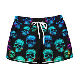 Женские шорты Neon skulls - ai art pattern