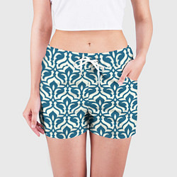 Шорты женские Геометрический узор синий, цвет: 3D-принт — фото 2