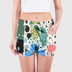 Шорты женские Цветы горошек абстракция, цвет: 3D-принт — фото 2