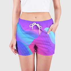 Шорты женские Неоновая геометрия полосы, цвет: 3D-принт — фото 2