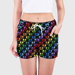 Шорты женские Marshmello pattern neon, цвет: 3D-принт — фото 2