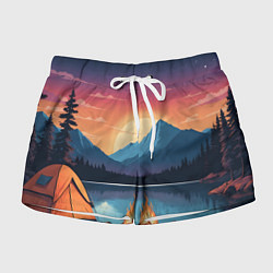 Женские шорты В лесу с палаткой