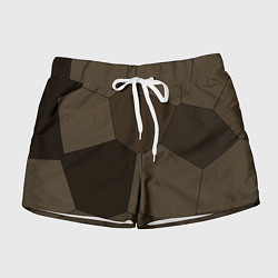 Шорты женские Тёмно-коричневый крупная мозаика, цвет: 3D-принт