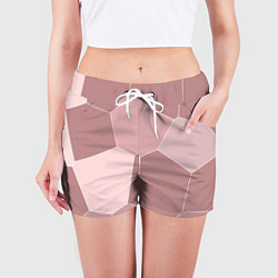 Шорты женские Пыльно-розовый крупная мозаика, цвет: 3D-принт — фото 2