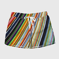 Шорты женские Разноцветные полосы абстракция, цвет: 3D-принт