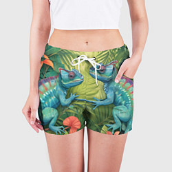 Шорты женские Влюбленные ящерицы, цвет: 3D-принт — фото 2