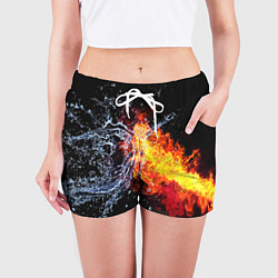 Шорты женские Столкновения огня и воды, цвет: 3D-принт — фото 2