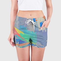 Шорты женские Краска абстракция, цвет: 3D-принт — фото 2