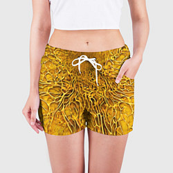 Шорты женские Жёлтый симбионт абстракция, цвет: 3D-принт — фото 2