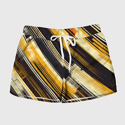 Женские шорты Жёлтые диагональные полосы на чёрном фоне