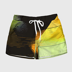 Шорты женские Горизонтальные полосы на чёрно-жёлтом фоне, цвет: 3D-принт