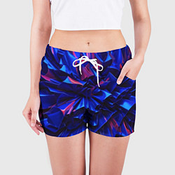 Шорты женские Синие абстрактные изгибы, цвет: 3D-принт — фото 2