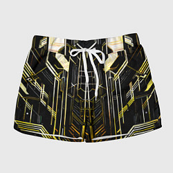Шорты женские Gold lines on a black background, цвет: 3D-принт