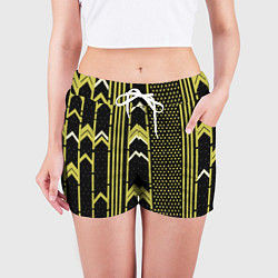Шорты женские Закулисье классика на чёрном фоне, цвет: 3D-принт — фото 2