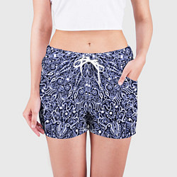 Шорты женские Сине-фиолетовый узоры мандала, цвет: 3D-принт — фото 2