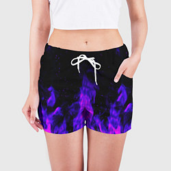 Шорты женские Неоновый огонь на черном фоне, цвет: 3D-принт — фото 2