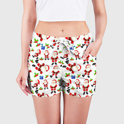 Шорты женские Дед мороз веселится паттерн, цвет: 3D-принт — фото 2