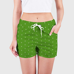 Шорты женские Снежинки на зеленом, цвет: 3D-принт — фото 2