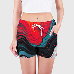 Шорты женские Абстракция эбру, цвет: 3D-принт — фото 2