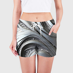 Шорты женские Полированный серебряный металл, цвет: 3D-принт — фото 2
