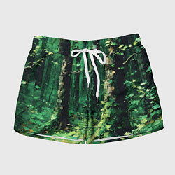 Шорты женские Зелёный летний лес, цвет: 3D-принт