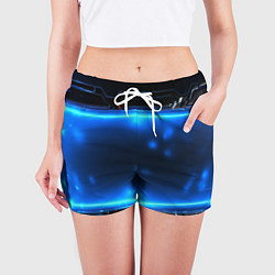 Шорты женские Синяя неоновая атмосфера, цвет: 3D-принт — фото 2