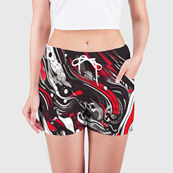 Шорты женские Красно-белые волны, цвет: 3D-принт — фото 2
