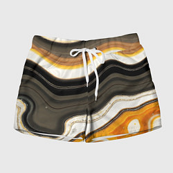 Женские шорты Волнистые чёрно-жёлтые полосы на белом фоне