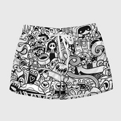 Женские шорты Black and white doddle monsters
