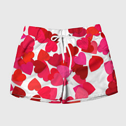 Шорты женские Сердца россыпь, цвет: 3D-принт