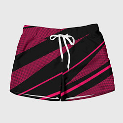 Женские шорты Чёрный с розовым абстракция полосы