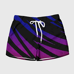 Женские шорты Сине-розовый абстракция с полосами