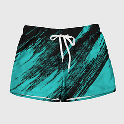Шорты женские The color is black and light blue, цвет: 3D-принт