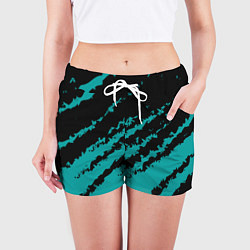 Шорты женские The color is black and light blue, цвет: 3D-принт — фото 2