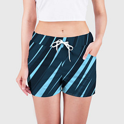 Шорты женские Тёмный бирюзовый контрастные полосы, цвет: 3D-принт — фото 2
