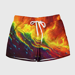 Женские шорты Абстрактные волны с огнем