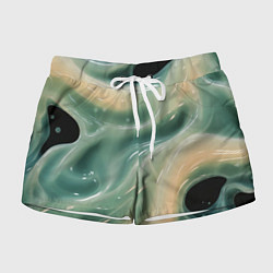 Женские шорты Лазурная слизь на черном текстура