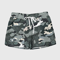 Шорты женские Темно зеленый камуфляж, цвет: 3D-принт