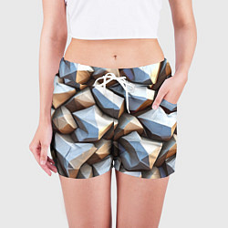 Шорты женские Каменно металлическая абстракция, цвет: 3D-принт — фото 2
