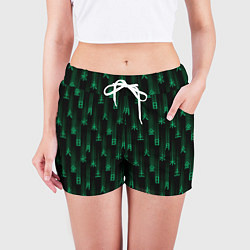 Шорты женские Паттерн с днями недели зелеными иероглифами, цвет: 3D-принт — фото 2