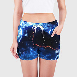 Шорты женские Звезды и молнии в разломе плит, цвет: 3D-принт — фото 2
