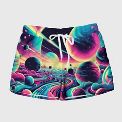 Шорты женские Неоновый разноцветный космос, цвет: 3D-принт