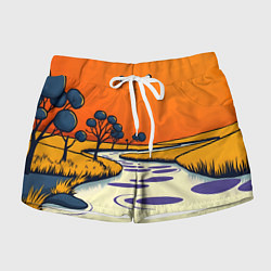 Шорты женские Арт с фантастическим пейзажем, цвет: 3D-принт