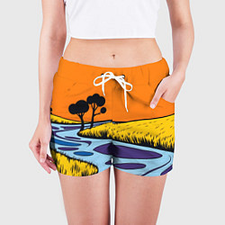 Шорты женские Пейзаж с фантастической природой, цвет: 3D-принт — фото 2