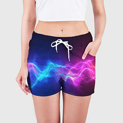 Шорты женские Звуковая волна неоновый узор, цвет: 3D-принт — фото 2