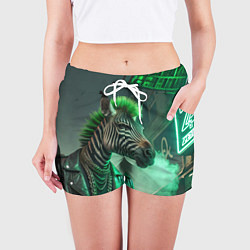 Шорты женские Cyperpunk zebra, цвет: 3D-принт — фото 2