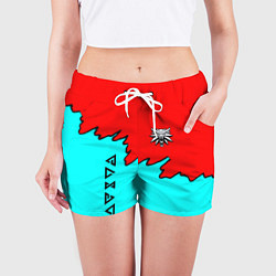 Шорты женские Ведьмак краски логотип, цвет: 3D-принт — фото 2