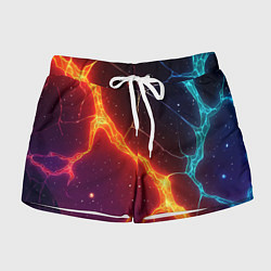 Женские шорты Сине-оранжевые молнии текстура